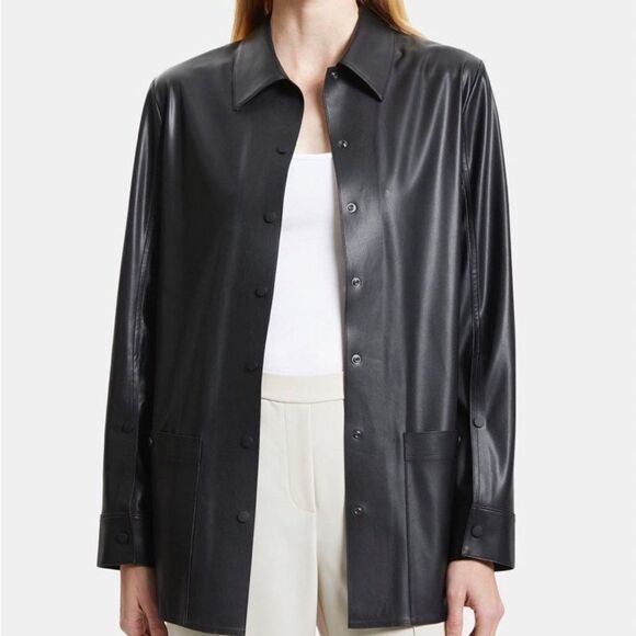 Theory Shirt Jacket in Faux Leather size M - Picture 1 of 10